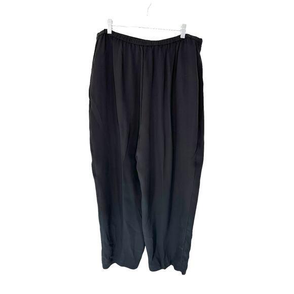 Eileen‎ Fisher Pants Plus Black Silk Lagenlook Chiffon Straight Leg Size 1X - Picture 7 of 11